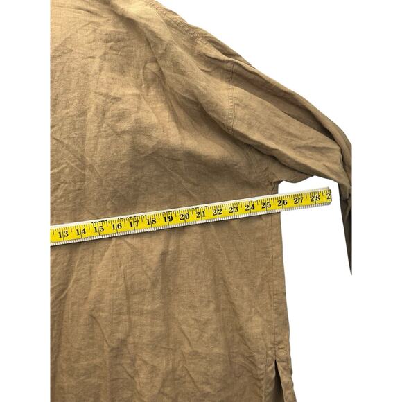 Eileen Fisher Sandalwood 100% Linen Long Hooded Jacket Size Large - Picture 7 of 14